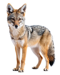 Fototapeta premium Majestic coyote standing alert, isolated on transparent background