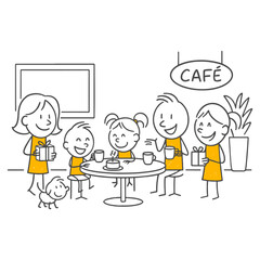 An Intimate Conversation Moment with Cake and Tea in a Peaceful Cafe.