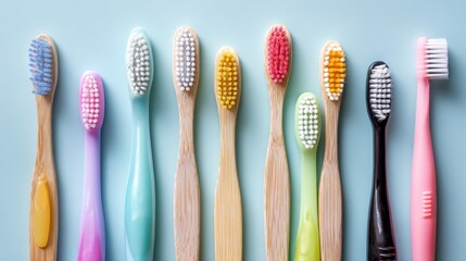 Colorful bamboo toothbrushes for eco-friendly oral care and sustainable lifestyle