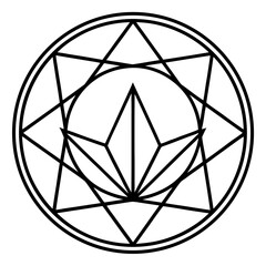 Sacred Geometry Lotus Prism Circle Line Art Vector Illustration White Background