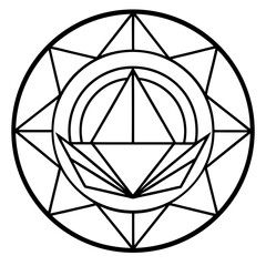 Sacred Geometry Lotus Prism Circle Line Art Vector Illustration White Background