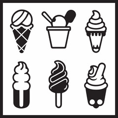 Set of Doodle Icons Featuring Ice Cream.	