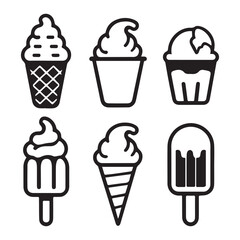 Set of Doodle Icons Featuring Ice Cream.	
