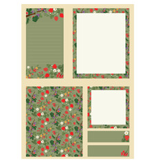 fruit flower notepad strawberry figs and red berry design sticky notes design journal cover design diary cover design