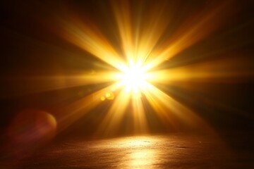 Dramatic Golden Sunflare Radiating Through a Dark Backdrop, Creating a Mesmerizing Visual Effect