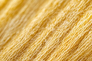 Close-up view of soft yellow fabric showcasing intricate texture and natural fibers under bright light in a cozy indoor setting