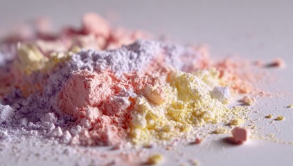 Close-up of colorful powdered mix