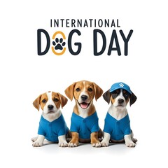 Three cute puppies celebrating international dog day