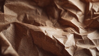 Close-up of crumpled brown kraft paper