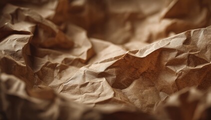 Close-up of crumpled brown paper