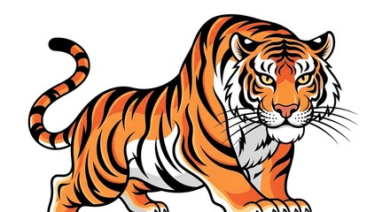 Obraz premium Majestic Tiger Illustration with Striking Orange and Black Stripes.