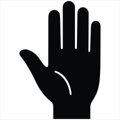 Black silhouette of an open hand facing forward

