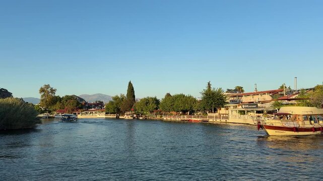 A boat tour among the reeds on the Dalyan River. Ortaca, Muğla