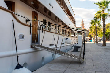 Gangway of a yacht close up