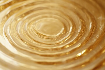 Swirling golden patterns create a mesmerizing visual display of light and reflection in a liquid surface captured at close range