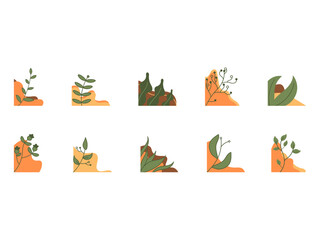 Aesthetic Plant Corner Element Set