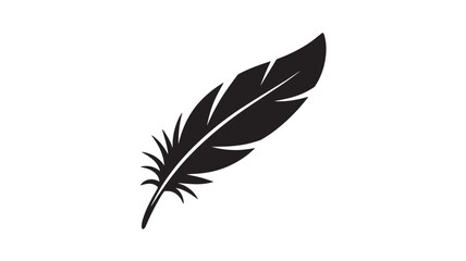 Obraz premium Elegant feather vector illustration simple black glyph design isolated on a clean Isolated on White Background