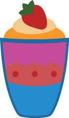 Colorful Fruit Parfait Illustration with Strawberry Topping for Dessert Branding