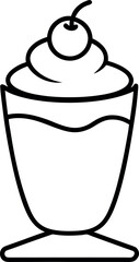 Fruit Parfait Line Art Icon for Cafe Dessert Menu Design