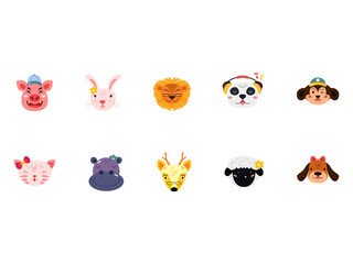 Animal Cute Head Illustration