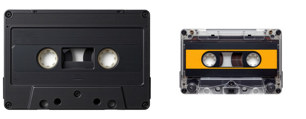 Fototapeta premium Vintage Audio Tapes on Transparent background with Retro Design Elements