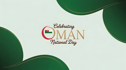 Elegant oman national day celebration backdrop with flag icon and golden accents, perfect for festive greetings and patriotic designs isolated on white background