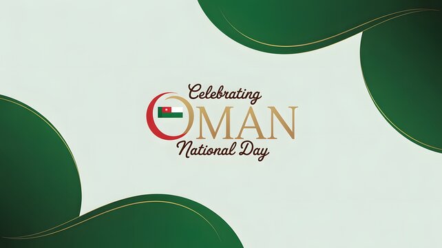 Elegant oman national day celebration backdrop with flag icon and golden accents, perfect for festive greetings and patriotic designs isolated on white background
