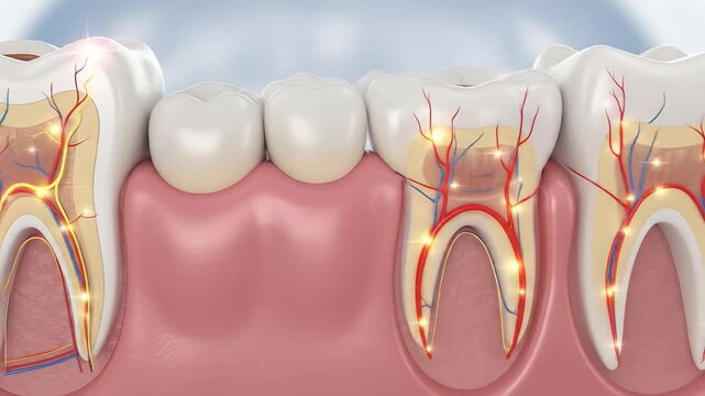 Animated Dental Anatomy: Detailed Tooth Structure & Gum Illustration for Medical Education