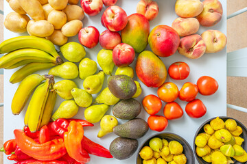 Farmers market scene with natural produce displaying its organic shapes on a matte and luminous...