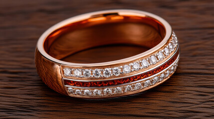 Elegant Detailed Rose Gold Ring with Diamond and Ruby Gemstone Jewelry