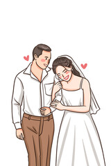 Bride and Groom Cartoon
