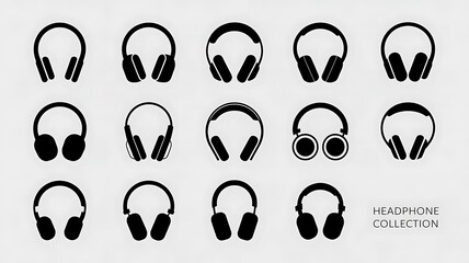 Diverse Collection of Black Headphone Icons