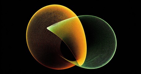 Two translucent overlapping orbs of light, one amber and one green, against a black background