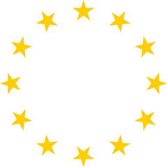 European Union Stars Icon – Circle of Golden Stars on Transparent Background