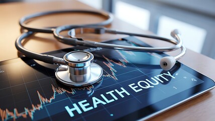 Stethoscope on Tablet Displaying Health Equity Data