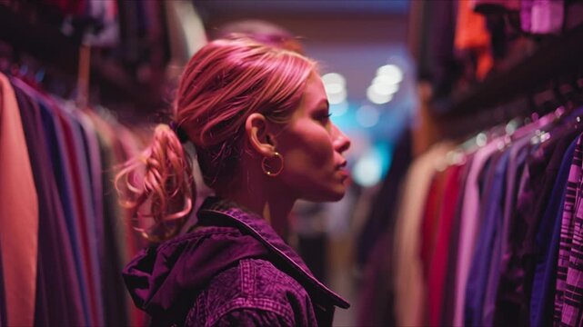 Young couple in a store: A powerful marketing video showcasing the wide range of ready-to-wear youth clothing available to young men and especially women