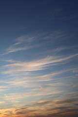 Serene Evening Sky. Natural landscape captures the beauty and tranquility of a sunset sky, perfect for use in nature, landscape, and background projects.