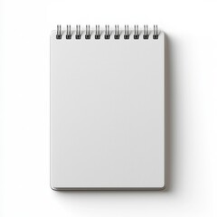A blank notepad with a spiral binding on an isolated white background, casting a soft shadow.