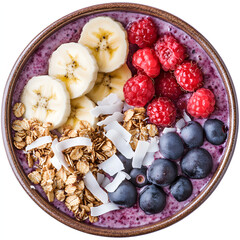 Healthy Breakfast Acai Smoothie Bowl with Fruit Toppings