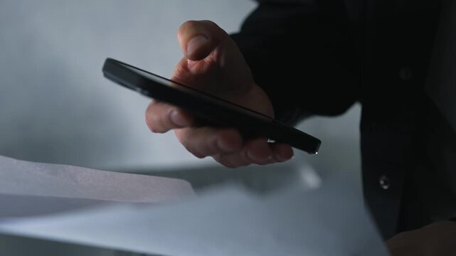 Work, documents, scanning, information, photo, paperwork, phone, screenshot, receipt, check, businessman, office, paper, blank sheet, notebook, typing, script, text, reading, familiarization, analysis