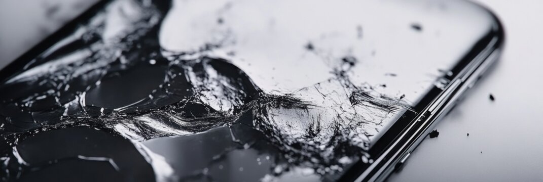 Smartphone screen shattered due to accidental drop on hard surface indicating the need for urgent repair or replacement