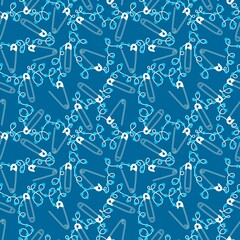 Cartoon sewing seamless buttons and scissors and pins pattern for wrapping paper and fabrics and linens and hobbies