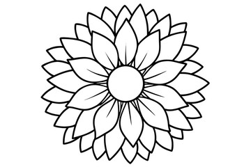 Large Single Sunflower Filling the Whole Page – Black & White Coloring Page