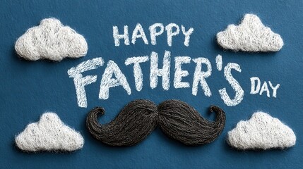 Celebrate Dad with a fun, whimsical Father's Day message featuring a mustache and clouds