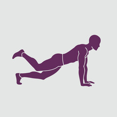 Silhouette of a person in a downward dog yoga pose, exercising