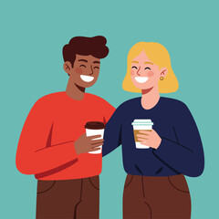 Obraz premium Two happy friends sharing drinks and laughter
