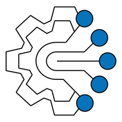 Digital Machine Processing Artificial Intelligence Vector Icon