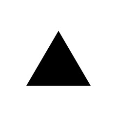 Fototapeta premium Bold, solid black equilateral triangle icon vector, symbolizing alertness, warning, stability, geometric design, and upward direction in a minimalist graphic.