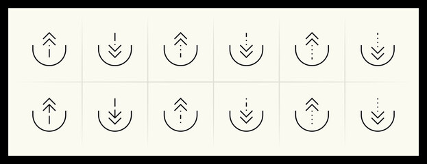Arrow icon set. Exit, entrance, navigate, import, export, upload, share, download, forward and more.