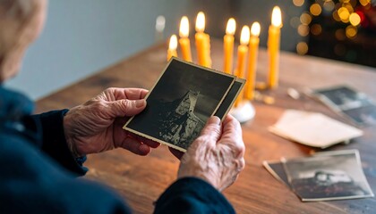 Looking at Old Photographs by Candlelight with Soft Focus